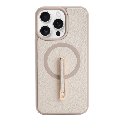 Custype รุ่น Magnetic Wireless Charging Phone Case with Single Pole stand - เคส iPhone 16 Pro - สี Beige