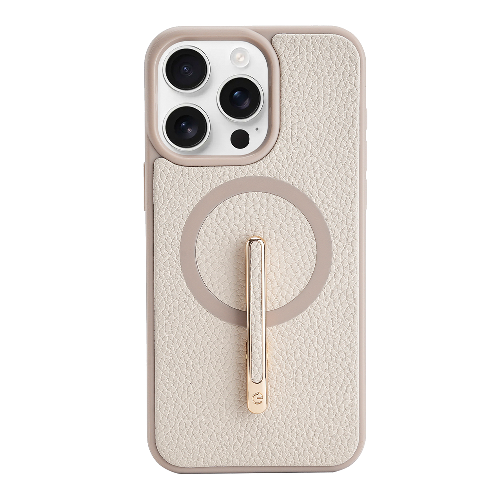 Custype รุ่น Magnetic Wireless Charging Phone Case with Single Pole stand - เคส iPhone 16 Pro - สี Beige