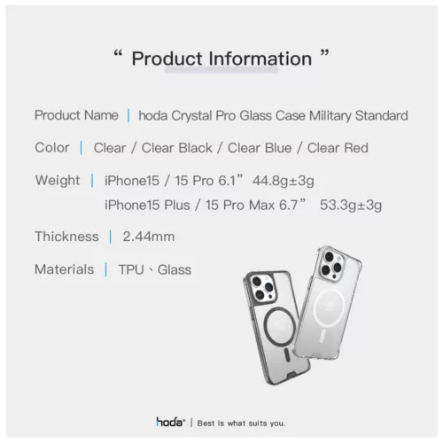 Hoda รุ่น Glass Case Crystal Pro with Magsafe - เคส iPhone 16 Pro Max - สี Clear