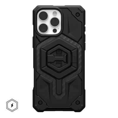 UAG รุ่น Monarch Pro Bundle - เคส iPhone 16 Pro Max - สี Carbon Fiber/Black Stand