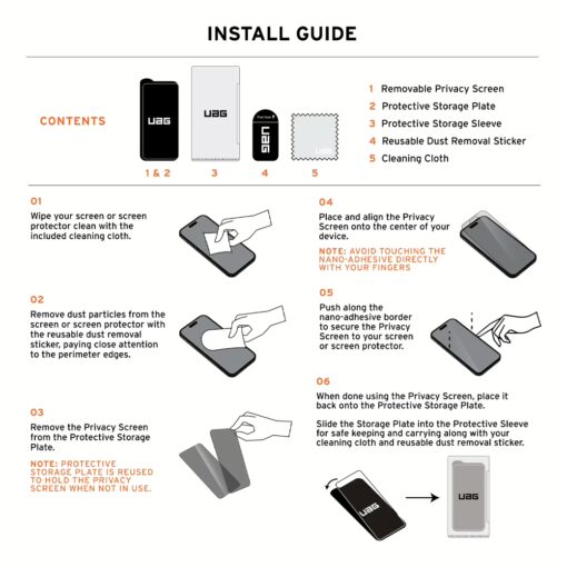 UAG รุ่น Removable Privacy - ฟิล์มเพิ่มความเป็นส่วนตัวแบบถอดออกได้ - iPhone 15 Pro - Image 7