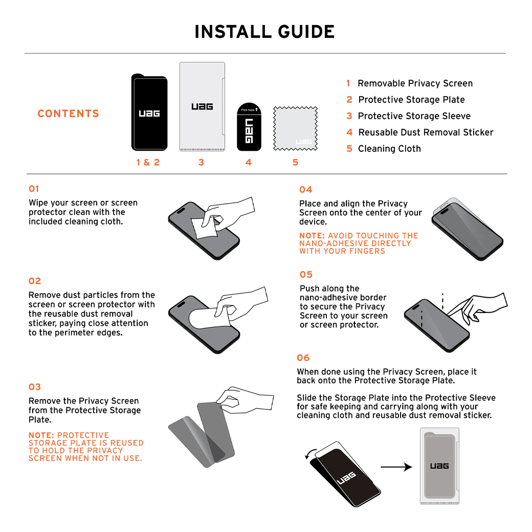 UAG รุ่น Removable Privacy - ฟิล์มเพิ่มความเป็นส่วนตัวแบบถอดออกได้ - iPhone 15 Pro