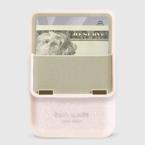 Kate Spade New York รุ่น Magnetic Flip Wallet - ที่เก็บบัตรติดหลังมือถือ - สี That Sparkle Pink