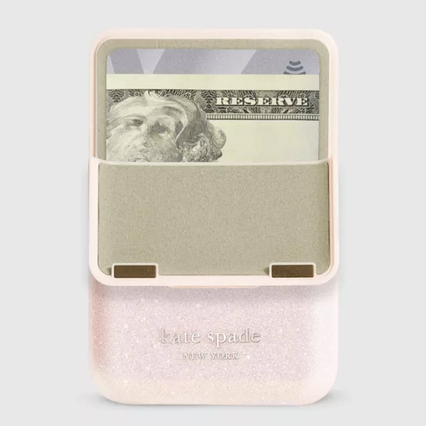 Kate Spade New York รุ่น Magnetic Flip Wallet - ที่เก็บบัตรติดหลังมือถือ - สี That Sparkle Pink