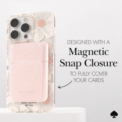 Kate Spade New York รุ่น Magnetic Flip Wallet - ที่เก็บบัตรติดหลังมือถือ - สี That Sparkle Pink