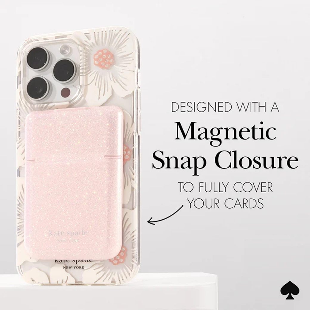 Kate Spade New York รุ่น Magnetic Flip Wallet - ที่เก็บบัตรติดหลังมือถือ - สี That Sparkle Pink