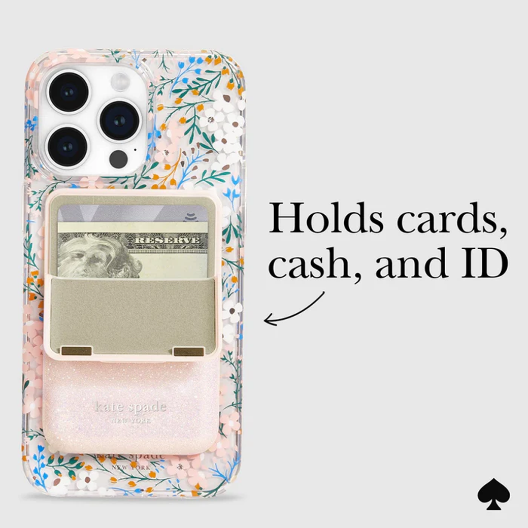 Kate Spade New York รุ่น Magnetic Flip Wallet - ที่เก็บบัตรติดหลังมือถือ - สี That Sparkle Pink