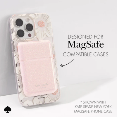 Kate Spade New York รุ่น Magnetic Flip Wallet - ที่เก็บบัตรติดหลังมือถือ - สี That Sparkle Pink