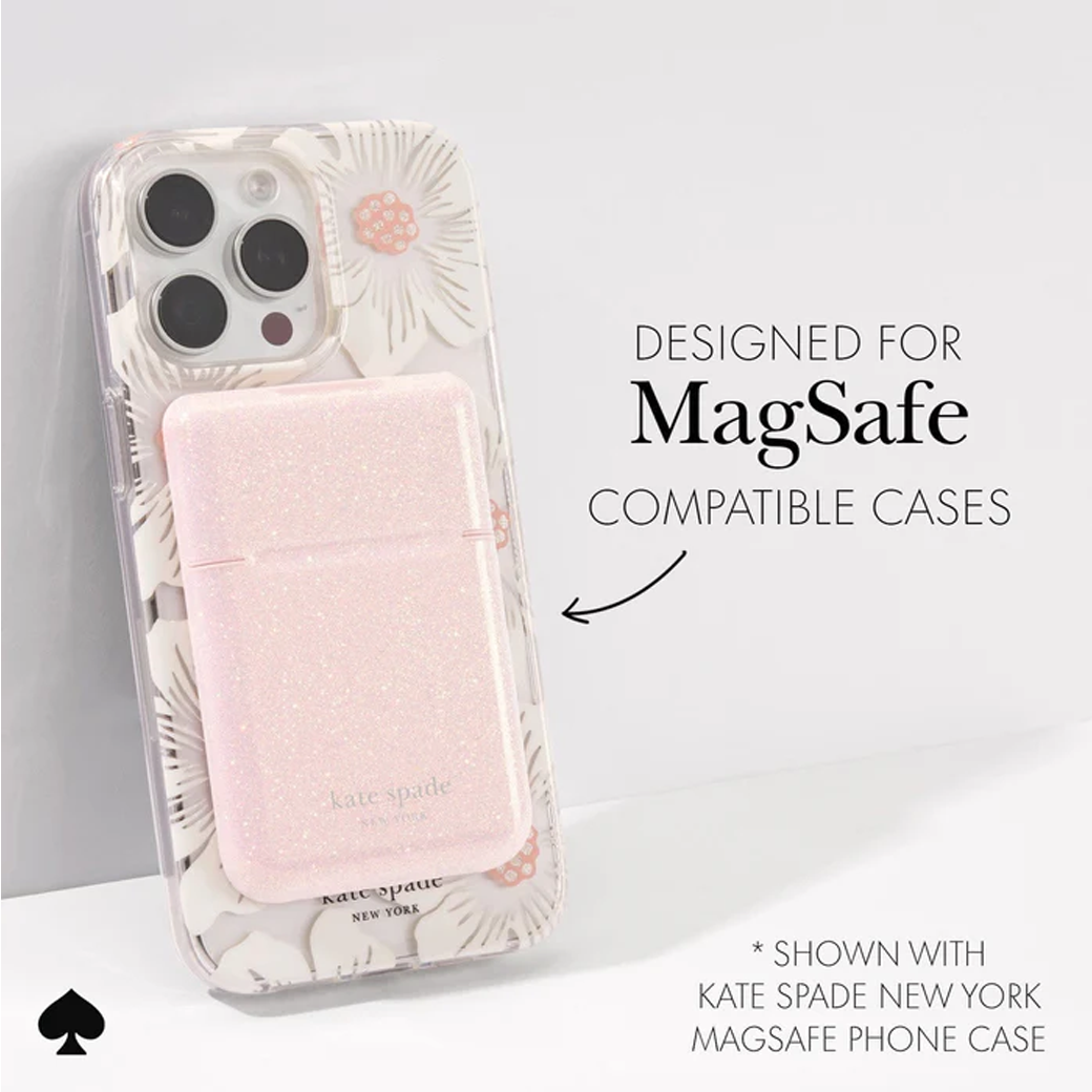 Kate Spade New York รุ่น Magnetic Flip Wallet - ที่เก็บบัตรติดหลังมือถือ - สี That Sparkle Pink
