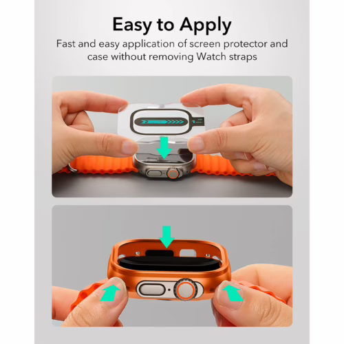 ESR รุ่น Armorite Protection Set - เคส Apple Watch Ultra (49mm) + ฟิล์มกระจก 2 ชิ้น - สี Titanium