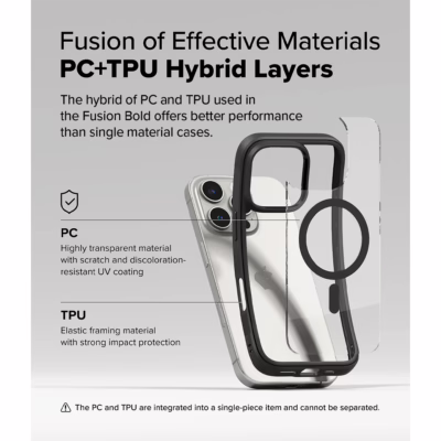 Ringke รุ่น Fusion Bold Magnetic - เคส iPhone 16 Pro Max - สี Black