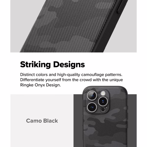 Ringke รุ่น Onyx Design - เคส iPhone 16 Pro Max - ลาย Camo Black