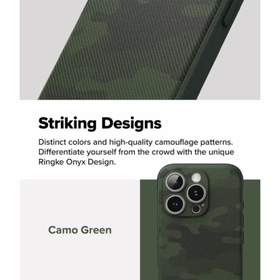 Ringke รุ่น Onyx Design - เคส iPhone 16 Pro Max - ลาย Camo Green