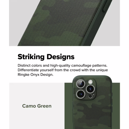 Ringke รุ่น Onyx Design - เคส iPhone 16 Pro Max - ลาย Camo Green