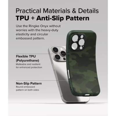 Ringke รุ่น Onyx Design - เคส iPhone 16 Pro Max - ลาย Camo Green