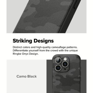 Ringke รุ่น Onyx Design - เคส iPhone 16 Pro - ลาย Camo Black