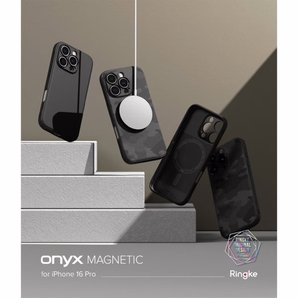Ringke รุ่น Onyx Magnetic - เคส iPhone 16 Pro - ลาย Camo Black