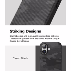 Ringke รุ่น Onyx Design - เคส iPhone 16 Plus - ลาย Camo Black