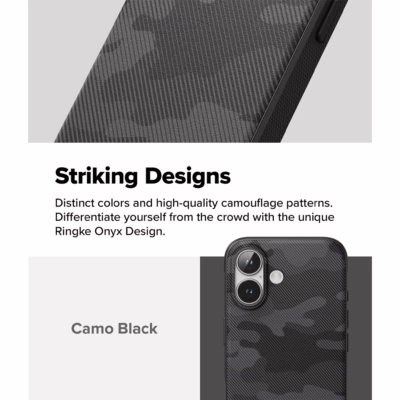 Ringke รุ่น Onyx Design - เคส iPhone 16 Plus - ลาย Camo Black