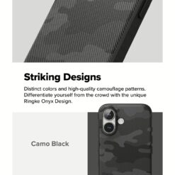 Ringke รุ่น Onyx Design - เคส iPhone 16 Plus - ลาย Camo Black
