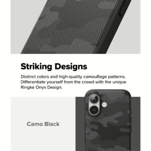 Ringke รุ่น Onyx Design - เคส iPhone 16 Plus - ลาย Camo Black