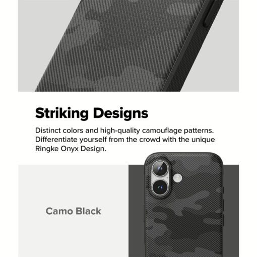 Ringke รุ่น Onyx Design - เคส iPhone 16 Plus - ลาย Camo Black - Image 4