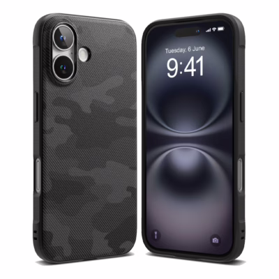 Ringke รุ่น Onyx Design - เคส iPhone 16 - ลาย Camo Black