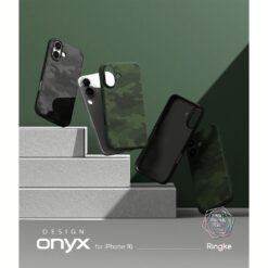 Ringke รุ่น Onyx Design - เคส iPhone 16 - ลาย Camo Black