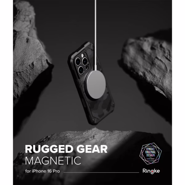 Ringke รุ่น Rugged Gear Magnetic - เคส iPhone 16 Pro - สี Camo Black