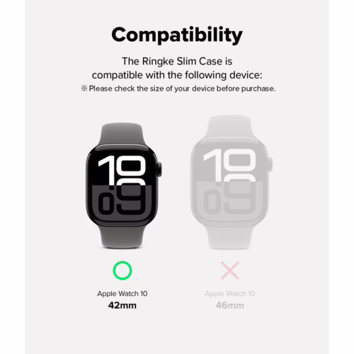 Ringke รุ่น Slim - เคส Apple Watch 10 (42mm) - สี Clear (1P) + สี Matte Black (1P) (แพ็ค 2 ชิ้น)
