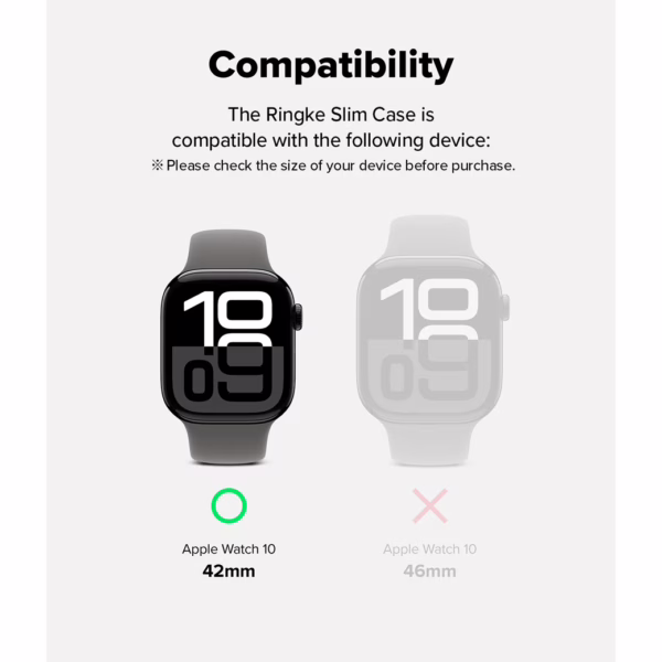 Ringke รุ่น Slim - เคส Apple Watch 10 (42mm) - สี Clear (1P) + สี Matte Black (1P) (แพ็ค 2 ชิ้น)