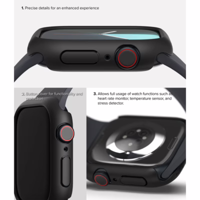 Ringke รุ่น Slim - เคส Apple Watch 10 (42mm) - สี Clear (1P) + สี Matte Black (1P) (แพ็ค 2 ชิ้น)