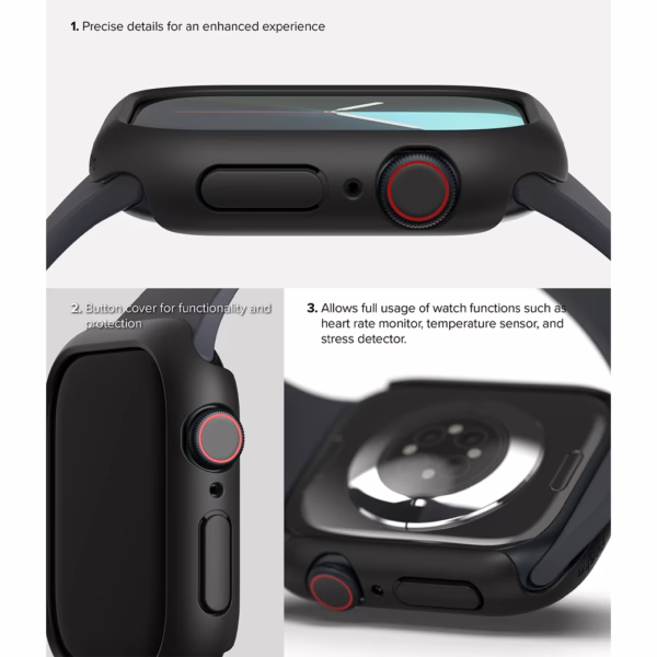 Ringke รุ่น Slim - เคส Apple Watch 10 (42mm) - สี Clear (1P) + สี Matte Black (1P) (แพ็ค 2 ชิ้น)