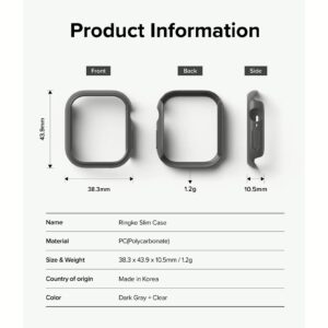Ringke รุ่น Slim - เคส Apple Watch 10 (42mm) - สี Clear (1P) + สี Dark Gray (1P) (แพ็ค 2 ชิ้น)