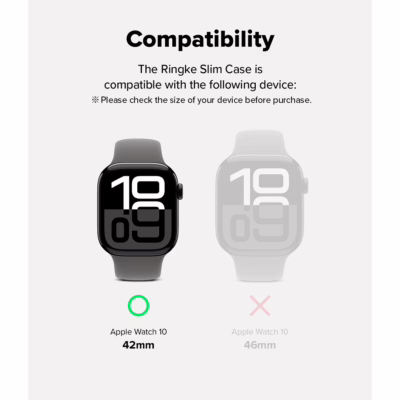 Ringke รุ่น Slim - เคส Apple Watch 10 (42mm) - สี Clear (1P) + สี Dark Gray (1P) (แพ็ค 2 ชิ้น)