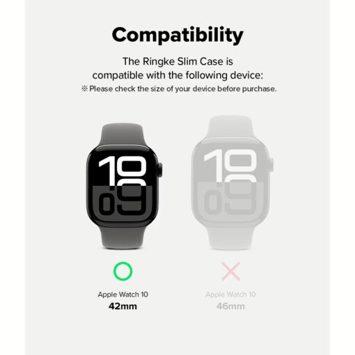 Ringke รุ่น Slim - เคส Apple Watch 10 (42mm) - สี Clear (1P) + สี Dark Gray (1P) (แพ็ค 2 ชิ้น) - Image 3