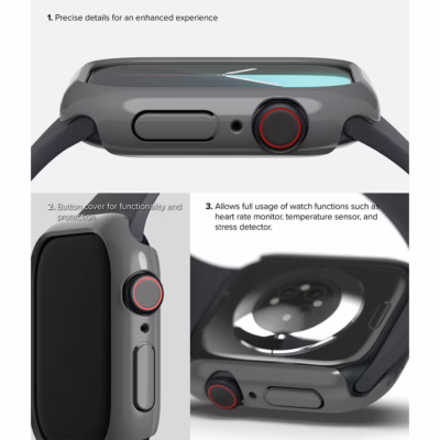 Ringke รุ่น Slim - เคส Apple Watch 10 (42mm) - สี Clear (1P) + สี Dark Gray (1P) (แพ็ค 2 ชิ้น)