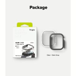 Ringke รุ่น Slim - เคส Apple Watch 10 (42mm) - สี Clear (1P) + สี Dark Gray (1P) (แพ็ค 2 ชิ้น)