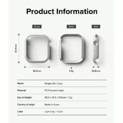 Ringke รุ่น Slim - เคส Apple Watch 10 (42mm) - สี Clear (1P) + สี Light Gray (1P) (แพ็ค 2 ชิ้น)