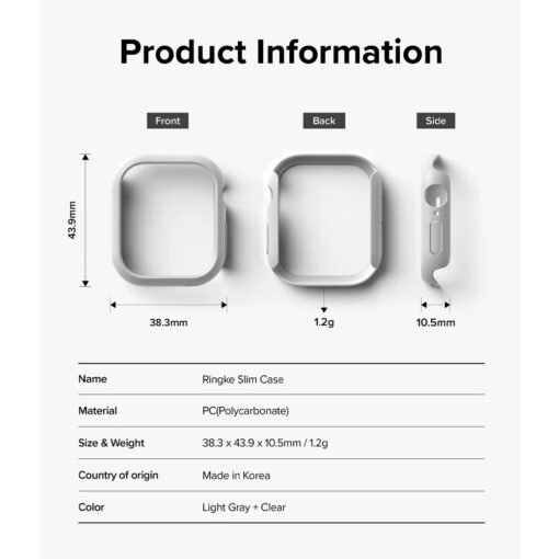 Ringke รุ่น Slim - เคส Apple Watch 10 (42mm) - สี Clear (1P) + สี Light Gray (1P) (แพ็ค 2 ชิ้น) - Image 10