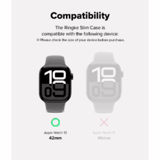 Ringke รุ่น Slim - เคส Apple Watch 10 (42mm) - สี Clear (1P) + สี Light Gray (1P) (แพ็ค 2 ชิ้น)