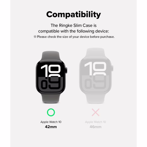 Ringke รุ่น Slim - เคส Apple Watch 10 (42mm) - สี Clear (1P) + สี Light Gray (1P) (แพ็ค 2 ชิ้น)