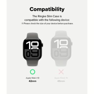 Ringke รุ่น Slim - เคส Apple Watch 10 (42mm) - สี Clear (1P) + สี Light Gray (1P) (แพ็ค 2 ชิ้น)