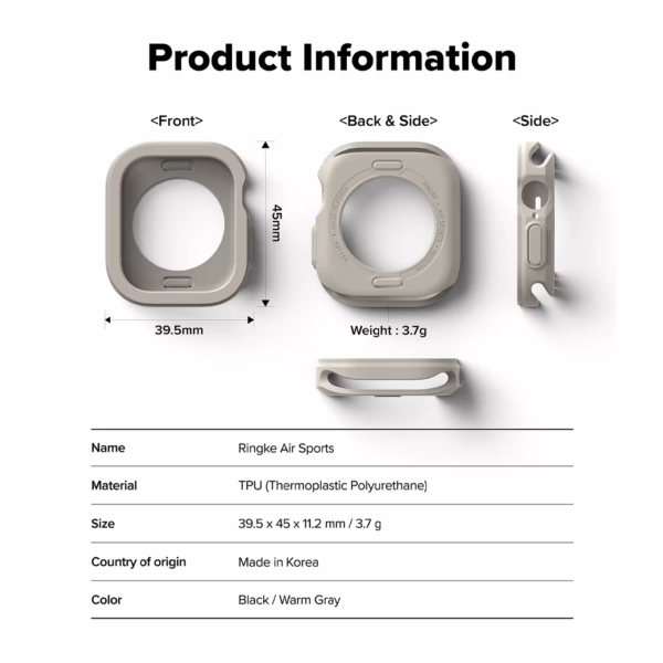 Ringke รุ่น Air Sports - เคส Apple Watch 10 (42mm) - สี Warm Gray