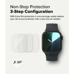Ringke รุ่น Dual Easy - ฟิล์มกันรอย Apple Watch 10 (42mm) - แพ็ค 3 ชิ้น