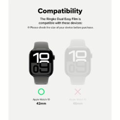 Ringke รุ่น Dual Easy - ฟิล์มกันรอย Apple Watch 10 (42mm) - แพ็ค 3 ชิ้น