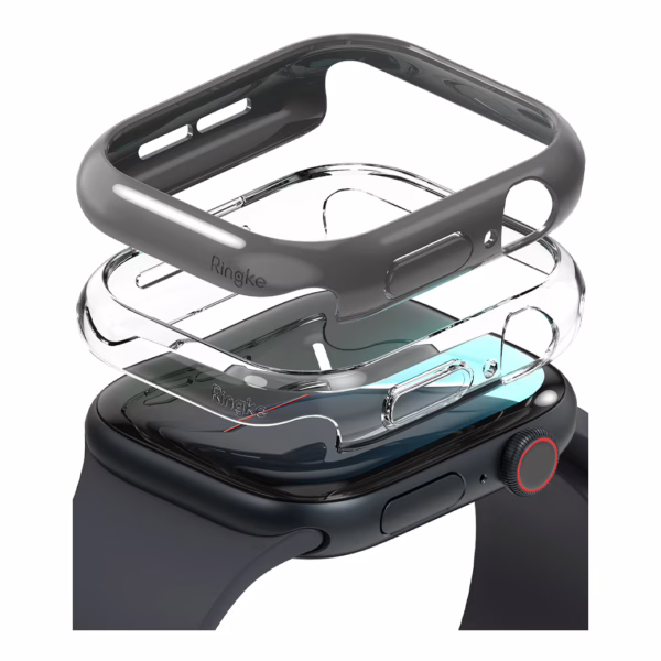 Ringke รุ่น Slim - เคส Apple Watch 10 (46mm) - สี Clear (1P) + สี Dark Gray (1P) (แพ็ค 2 ชิ้น)