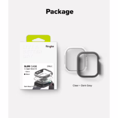 Ringke รุ่น Slim - เคส Apple Watch 10 (46mm) - สี Clear (1P) + สี Dark Gray (1P) (แพ็ค 2 ชิ้น)