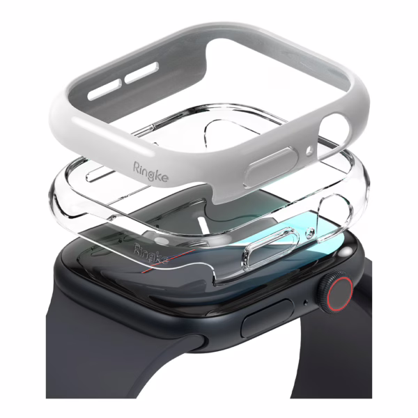 Ringke รุ่น Slim - เคส Apple Watch 10 (46mm) - สี Clear (1P) + สี Light Gray (1P) (แพ็ค 2 ชิ้น)