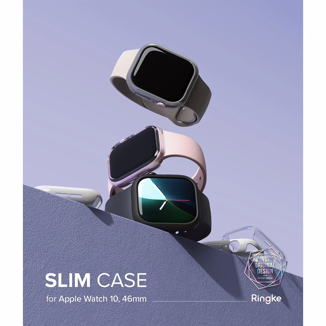 Ringke รุ่น Slim - เคส Apple Watch 10 (46mm) - สี Clear (1P) + สี Light Gray (1P) (แพ็ค 2 ชิ้น)